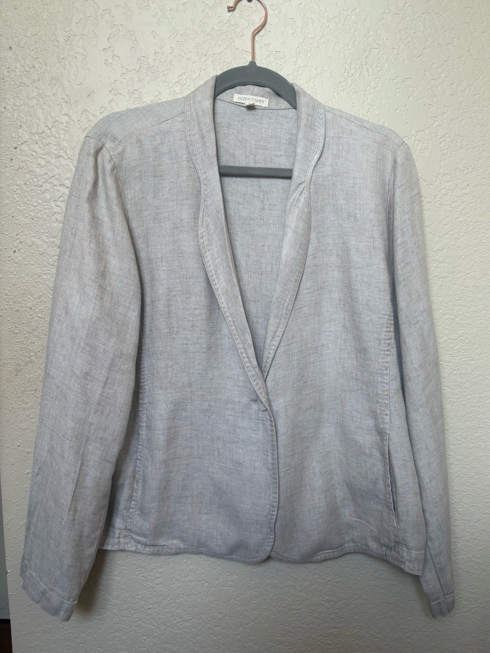Eileen Fisher Linen Blend Relaxed Blazer Jacket Beige Tan
